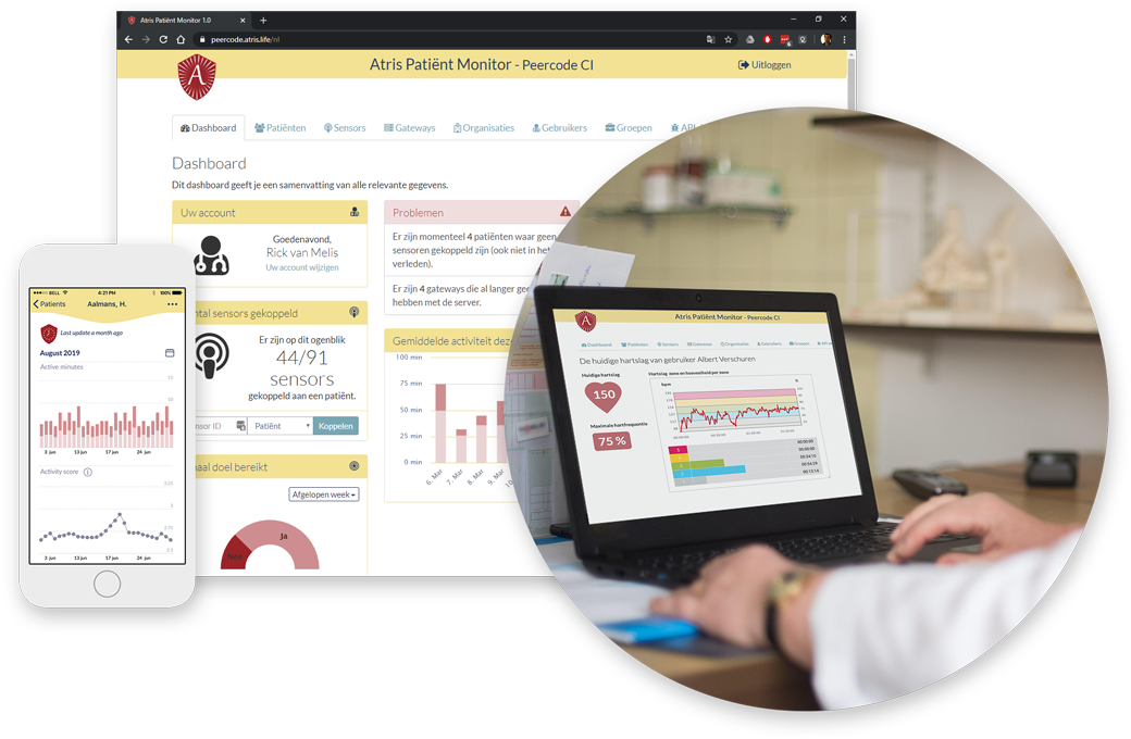 Screenshot Atris patient monitor dashboard en Zorg-app